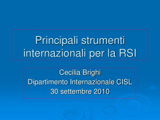 Principali strumenti internazionali per la RSI