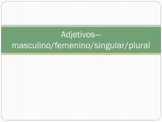 Adjetivos — masculino / femenino /singular/plural