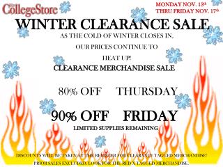 WINTER CLEARANCE SALE