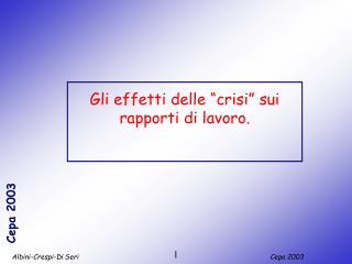 Gli effetti delle “crisi” sui rapporti di lavoro.