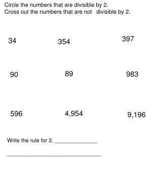 Circle the numbers that are divisible by 2. Cross out the numbers that are not  divisible by 2.