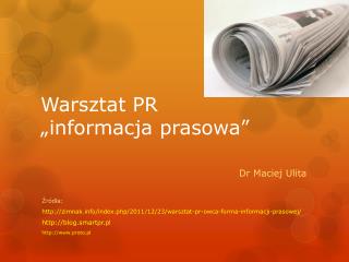 Warsztat PR „informacja prasowa”