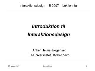 Introduktion til Interaktionsdesign