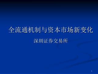 全流通机制与资本市场新变化 深圳证券交易所