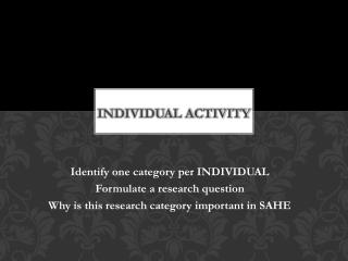 Individual activity