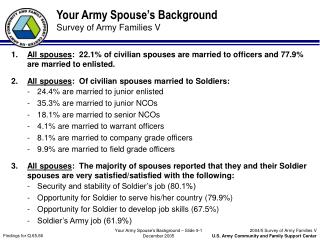Your Army Spouse’s Background Survey of Army Families V