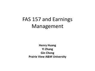 FAS 157 and Earnings Management