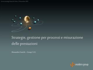 Strategie, gestione per processi e misurazione delle prestazioni