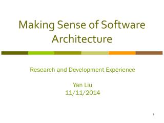 Making Sense of Software Architecture