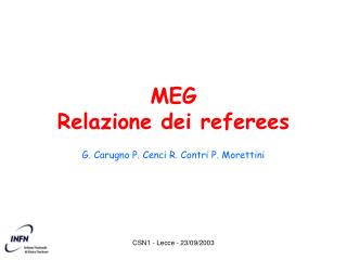 MEG Relazione dei referees