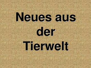 Neues aus der Tierwelt