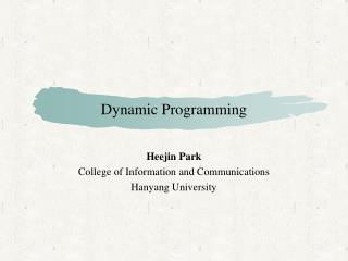Dynamic Programming
