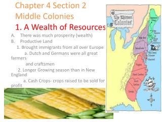 Chapter 4 Section 2 Middle Colonies 1. A Wealth of Resources