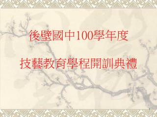 後壁國中 100 學年度 技藝教育學程開訓典禮