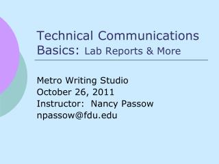 Technical Communications Basics: Lab Reports &amp; More