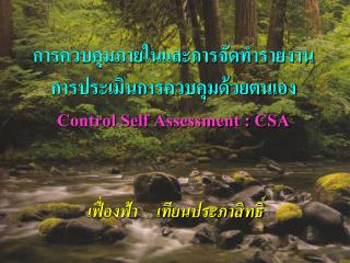 การควบคุมภายในและการจัดทำรายงาน การประเมินการควบคุมด้วยตนเอง Control Self Assessment : CSA