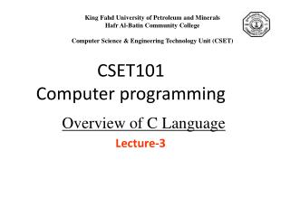 CSET101 Computer programming