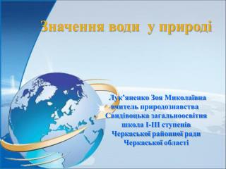Значення води у природі
