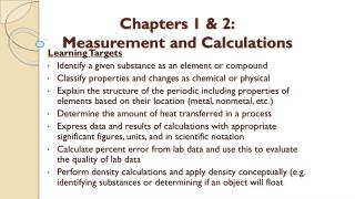 Chapters 1 &amp; 2: Measurement and Calculations