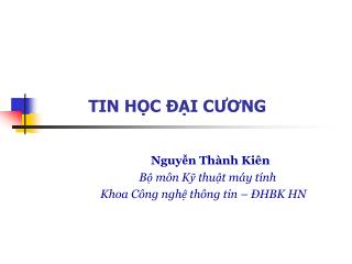 TIN HỌC ĐẠI CƯƠNG