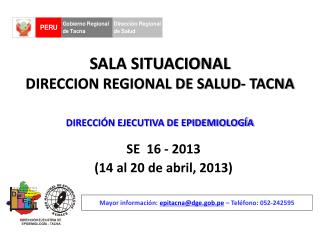 SALA SITUACIONAL DIRECCION REGIONAL DE SALUD- TACNA