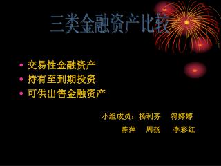 交易性金融资产 持有至到期投资 可供出售金融资产