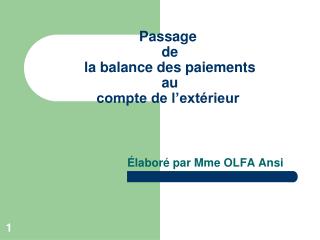 Passage de la balance des paiements au compte de l’extérieur