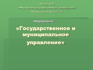 «Государственное и муниципальное управление»