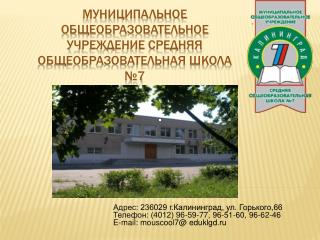Муниципальное общеобразовательное учреждение средняя общеобразовательная школа №7