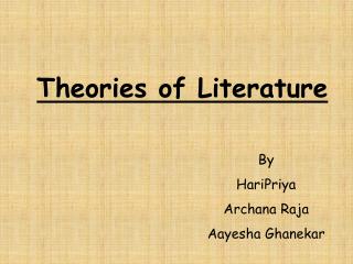 Theories of Literature