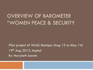 Overview of Barometer “Women Peace &amp; Security