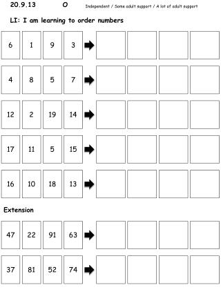 20.9.13	 O LI: I am learning to order numbers