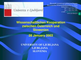 Slovenski znanstveni in štitut na Dunaju Slowenisches Wissenschaftsinstitut in Wien