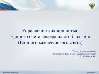Управление ликвидностью Единого счета федерального бюджета (Единого казначейского счета)
