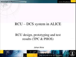 RCU – DCS system in ALICE