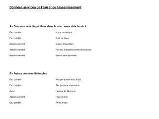 Données déjà disponibles