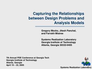 Capturing the Relationships between Design Problems and Analysis Models