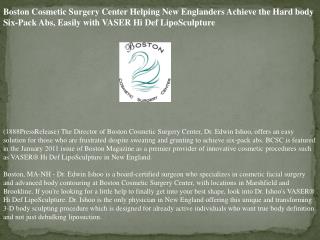 Boston Cosmetic Surgery Center Helping New Englanders Achiev