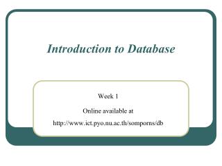 Introduction to Database