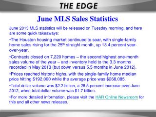 June MLS Sales Statistics