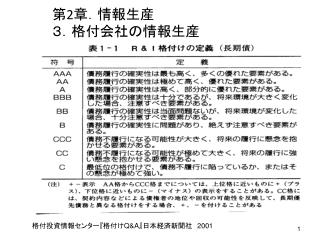 格付投資情報センター 『 格付け Q&amp;A』 日本経済新聞社　 2001