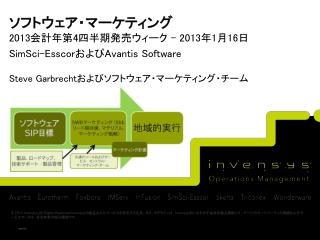 ソフトウェア・マーケティング 2013会計年第4四半期発売ウィーク – 2013年1月16日 SimSci-EsscorおよびAvantis Software