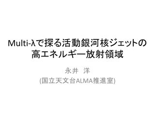 Multi-λ で探る活動銀河核ジェットの高エネルギー放射領域