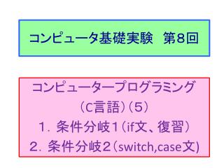 コンピュータ基礎実験　 第８ 回