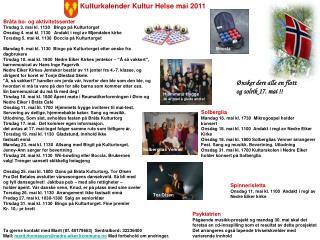 Kulturkalender Kultur Helse mai 2011