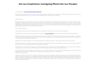 Hair Loss Complications: Investigating Efficient Hair Loss T