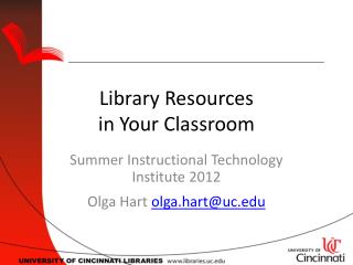 Library Resources in Your Classroom