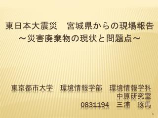 東京都市大学　環境情報学部　環境情報学科 中原研究室 0831194 　三浦　琢馬