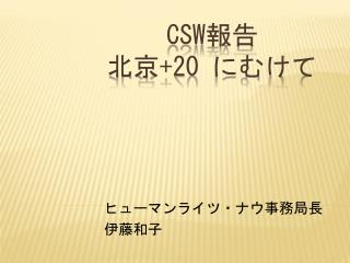 CSW 報告　 北京 +20 にむけて