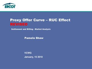 Proxy Offer Curve – RUC Effect REVISED Settlement and Billing - Market Analysis